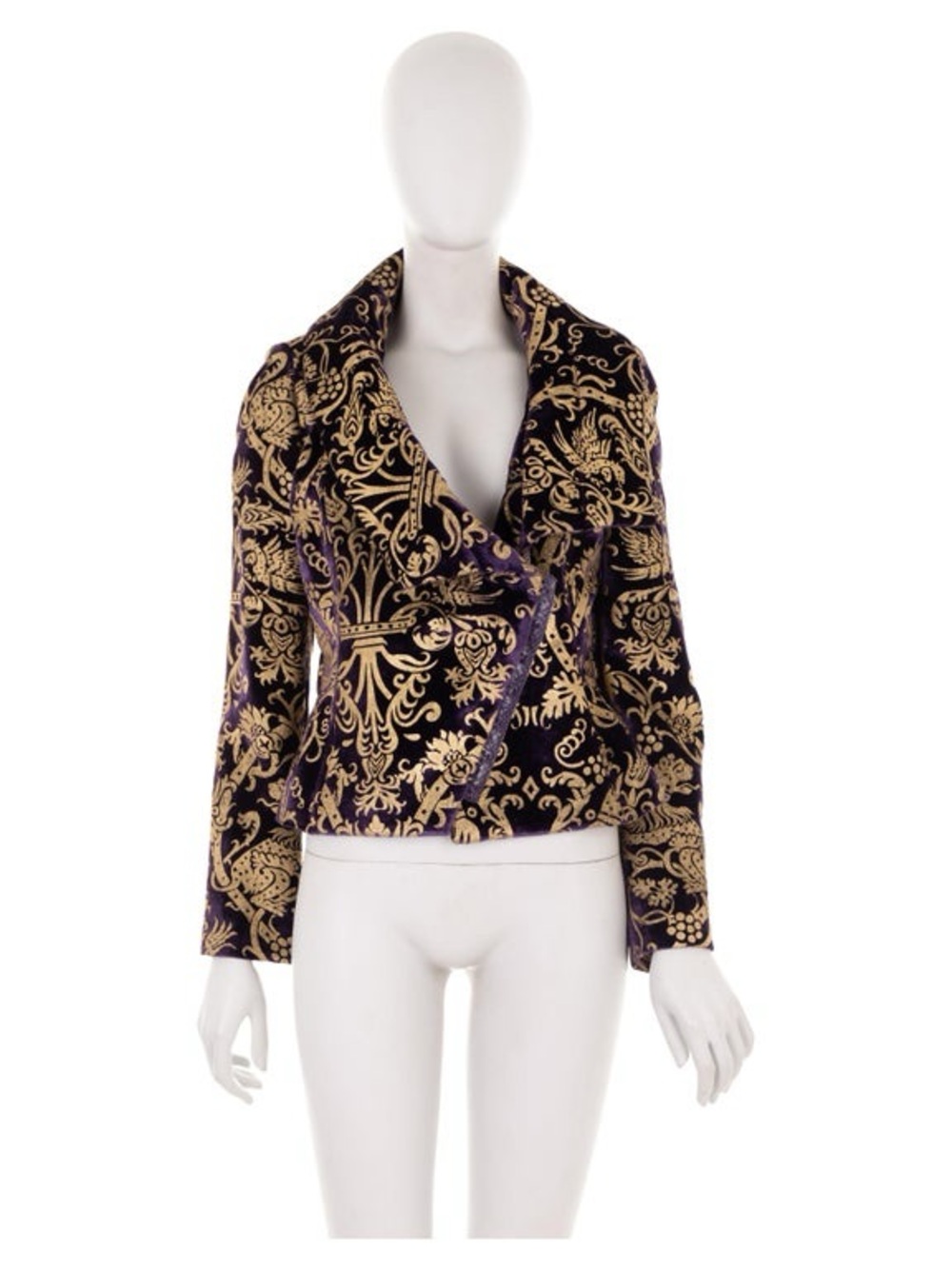 RARE Roberto Cavalli F/W 2006 Runway Purple Gold Velvet Baroque Jacket IT 38 NWT